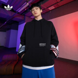 adidas毛圈布运动连帽卫衣套头衫男装阿迪达斯官方三叶草GN3570 黑色 S(参考身高:173~178CM)