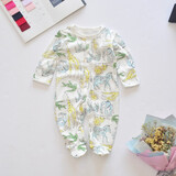 IceagezooA类婴儿棉包手包脚男宝宝长袖爬服春秋女新生儿打底穿连体衣 白色动物暗扣包脚 9-12(80cm)