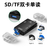 裕合联 USB3.0读卡器多合一高速SD/TF卡多功能U盘typec安卓手机电脑读取单反相机卡 黑色2.0【6合1】读卡器