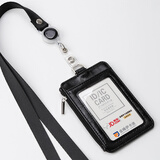 金峰伊卡迪 证件卡套 可定制学生饭卡教师工作牌公交门禁卡工牌身份证胸卡易拉扣挂绳零钱包 拉链卡套黑色+易拉扣挂绳