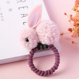 倾欣 韩国发饰头饰女无接缝橡皮筋高弹力基础发圈女生毛毛球发绳头绳儿童扎头发马尾皮筋 粉色小兔
