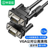 毕亚兹 VGA短线3+9vga连接线电脑显示器线视频延长线15针VGA数据线 VGA线 公对公 0.3米