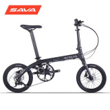 SAVA萨瓦超轻碳纤维折叠自行车16寸男女喜玛诺变速油刹代驾便携通勤 Z2典藏黑-9.1KG