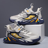 鸿星童断码童鞋男童运动鞋皮面防水春秋季新款儿子女孩跑步鞋中大童 1876米兰双网 35