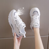 BFM女鞋轻便百搭老爹鞋女运动休闲鞋学生青少年跑步鞋软底网面小白鞋 811-9白色【单网】 38