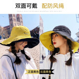 曾帅帅 渔夫帽女日系双面大沿帽子女韩版潮夏季百搭遮阳帽防晒遮脸太阳 2#黑黄 M（56-58cm）双面可用