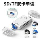 裕合联 USB3.0读卡器多合一高速SD/TF卡多功能U盘typec安卓手机电脑读取单反相机卡 白色2.0【6合1】读卡器