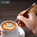 CLITON咖啡拉花针 拿铁咖啡拉花神器不锈钢拉花笔花式实木钩花针雕花针