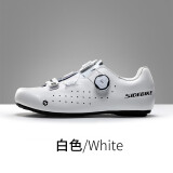 SIDEBIKE 无锁骑行鞋 男女休闲公路山地自行车 非锁助力骑行鞋 单车平底鞋 新款-白色-真皮鞋面 42