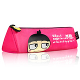 米小圈文具帆布笔袋可爱卡通创意儿童文具盒大容量结实耐用静音铅笔袋包男女小学生铅笔盒学生文具玫红色