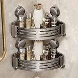 天地鱼（TDYU）浴室吸盘浴巾架卫生间置物架免打孔壁挂收纳挂钩毛巾架厕所置物架 双层三角篮【强力吸盘】