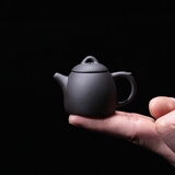宇轩创意茶宠指尖壶迷你紫砂壶 小号袖珍手工可养小茶宠 迷你禅意摆件 指尖秦权-黑泥