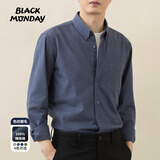 BLACKMONDAY纯棉色纺长袖衬衫男秋冬季全棉高级感男士休闲商务衬衣