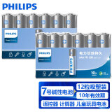 飞利浦(PHILIPS)碱性7号电池12粒装干电池用于玩具鼠标智能门锁指纹锁剃须刀血压计体脂称七号电池7号