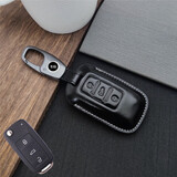 头层牛皮适用于大众帕萨特迈腾速腾cc途观l朗逸途昂探岳途岳钥匙套钥匙包车用钥匙扣高档男创意新款全包 A款 炫晶黑