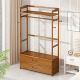 斯朴洛特衣架落地衣帽架卧室家用挂衣架室内简易衣架房间放衣服楠竹架子 陶茶色 双抽屉 90公分