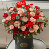 冉子花坊鲜花速递同城配送向日葵混搭抱抱桶玫瑰送爱人女友生日礼物真鲜花 玫瑰之约