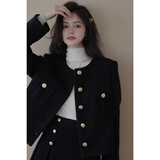 梅子熟了【铂金香香】法式高级感春季气质小香风外套女小个子套装 黑色（短外套） M