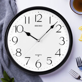 SEIKO日本精工时钟家用免打孔11英寸28cm客厅卧室办公室现代时尚挂钟 QXA651K黑色框白色面