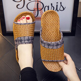 DOGHC竹拖鞋 夏季藤草编织凉拖鞋轻便居家情侣男女透气草席竹编