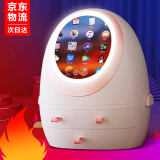 墨忘化妆品收纳盒化妆镜带灯新年礼物生日礼物送老婆女友闺蜜老师 白色镜面带灯