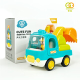 谷雨卡通工程车惯性玩具小汽车0-3岁男女宝宝挖掘机男女孩圣诞礼物 卡通挖土车G503
