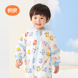 良良婴儿睡袋秋冬加厚款儿童睡袋新生儿分腿款四季通用防踢被 拼图蓝·厚夹棉200g-适合0-15℃ L（建议身高80-95cm）