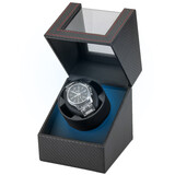 米察尼克 自动摇表器机械表转表器上弦器手表收纳盒晃表器转表盒防磁上链 升级单表位【五档+LED灯】碳纤纹 插电款：主机+USB电源线