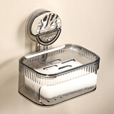 尊慕斯卫生间吸盘置物架家用免打孔壁挂式浴室厕所洗手间洗漱台收纳架子 吸盘肥皂盒【透灰/1个】 1层