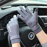 瑞狮龙 麂皮绒手套加绒保暖秋冬季男女士触屏防滑运动外卖骑行开车手套 黑色 男士码（高弹力）