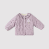 巴厘小猪女童棉服冬季夹棉加绒宝宝衣服冬天保暖小女孩上衣秋冬儿童外套 香芋紫 100 cm