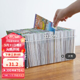 霜山（SHIMOYAMA） 桌面书本收纳盒儿童绘本牛津树文具CD书架收纳筐化妆品杂物手提透明整理盒 大号（33.2*23.5*14cm)
