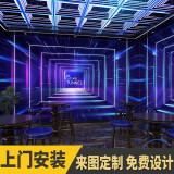 西里尔3D立体KTV科技感背景墙纸视觉延伸网咖前台电竞房太空舱酒吧壁纸 无缝防水油画布/平