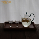 左茗右器耐热玻璃茶壶家用功夫茶具泡茶器装花茶红茶泡茶器单个玻璃执壶 【一壶二杯】仿宋壶+菊瓣杯*2