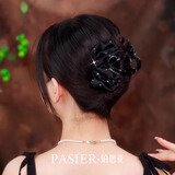 铂思亚【实用礼物】路易斯发夹女新款高端抓夹轻奢蝴蝶结盘发鲨鱼夹头饰 【星蝶】黑色8cm礼盒装