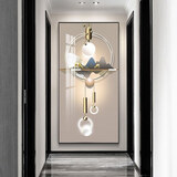 轻奢入户玄关装饰画进门客厅走廊过道挂画新款大气麋鹿竖版墙壁画 玄关【金鹿送福】 60*120晶瓷水晶膜+铝合金黑框