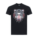 高田贤三 KENZO 奢侈品 男款黑色棉质虎头印花图案短袖T恤  FA5 5TS050 4YA 99 M码 175/84A
