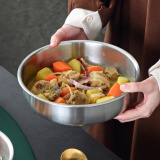 onlycook304不锈钢饺子盘 大盘子鱼盘菜盘深盘牛排盘碟 20cm直径/个
