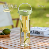 Vanow夏季水杯大容量女生随身便携吸管杯高颜值茶水分离泡茶杯子 多肉青提【taitan材质】 800ml