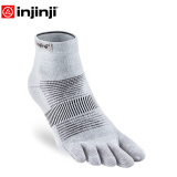 injinji五指袜中筒薄款专业防水泡跑步袜coolmax运动速干脚趾袜子 灰 M(40.5-44)