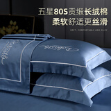 南极人80s纯棉枕套枕头一对装全棉枕头套+枕芯家用长绒棉刺绣枕皮套整头 一对 宾利兰【长绒棉枕套+枕芯】