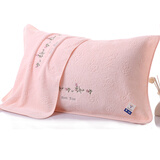 金号枕巾 A类纯棉枕巾一对全棉加厚加大提花绣花枕头巾 2条装 颜色淡 粉红色2条 80*50