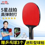 双鱼双鱼乒乓球拍套装双面反胶高弹力胶皮横拍长柄学生初学者训练球拍 训练型  麒麟木 短柄直拍1只