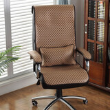 六叶草 夏季竹凉席坐垫靠垫一体电脑座垫夏天连体办公室透气凉垫椅子垫 冰藤窄边+腰枕 50*130 送扶手