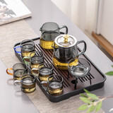 瓷牌茗茶具茶盘一体式茶具套装家用煮茶烧水壶多功能玻璃泡茶壶茶杯整套茶具
