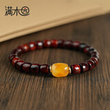 满木园故宫款 印度小叶紫檀手串女士 搭蜜蜡高油高密单圈女手链生日礼物