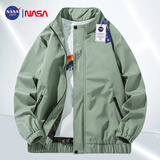 NASA GISS官方潮牌夹克男潮流时尚春秋立领宽松休闲百搭外套男 豆绿 XL