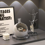 赟娅暴力熊入户玄关钥匙收纳摆件轻奢高档客厅家居装饰品乔迁新居礼物 电镀小熊钥匙收纳+圆款银置物架