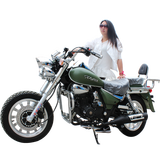 杰帆（JF）摩托车跑车可上牌电喷跨骑太子款复古街车跨骑叛逆者骑士车  磨砂军绿