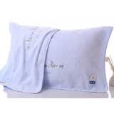 金号枕巾 A类纯棉枕巾一对全棉加厚加大提花绣花枕头巾 2条装 颜色淡 蓝色2条 80*50